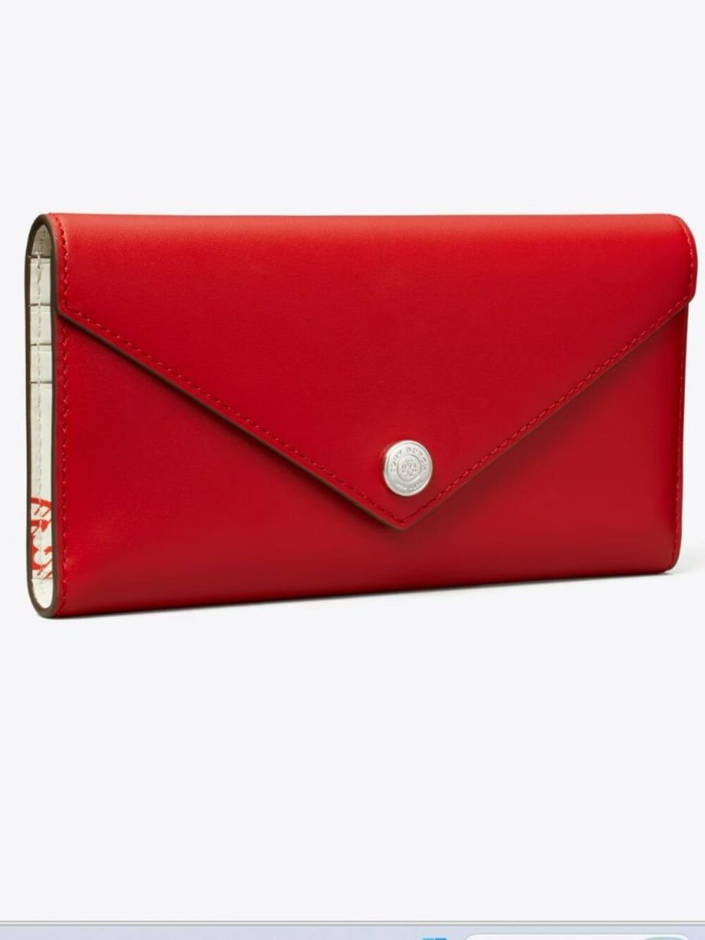 Tory Burch Leather Envelope Long Wallet in Red Sky